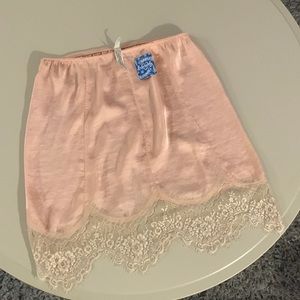 Free People Pink Chemise with Lace Trim